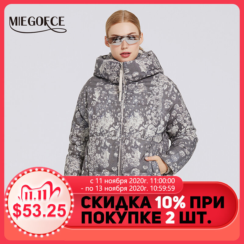 Miegofce 2020 inverno nova coleção feminina casaco único design impresso jaqueta feminina parka inverno jaqueta à prova de vento roupas
