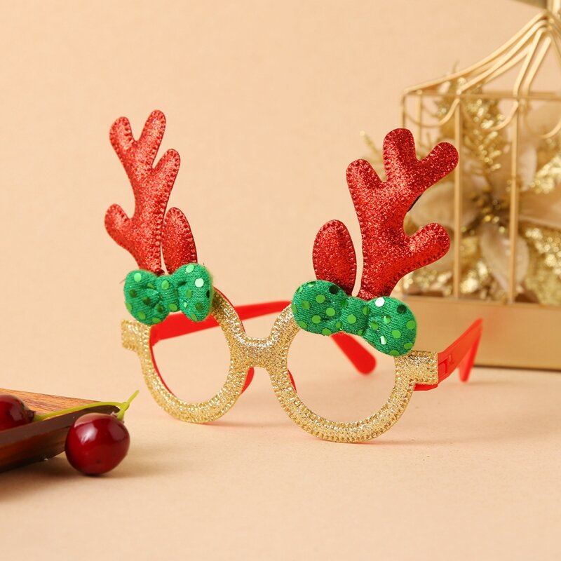 ALIUTOM-Montura de gafas navideñas con dibujos animados para niños, anteojos brillantes sin lentes, decoraciones Navideñas de Santa para el hogar, regalos de Año Nuevo