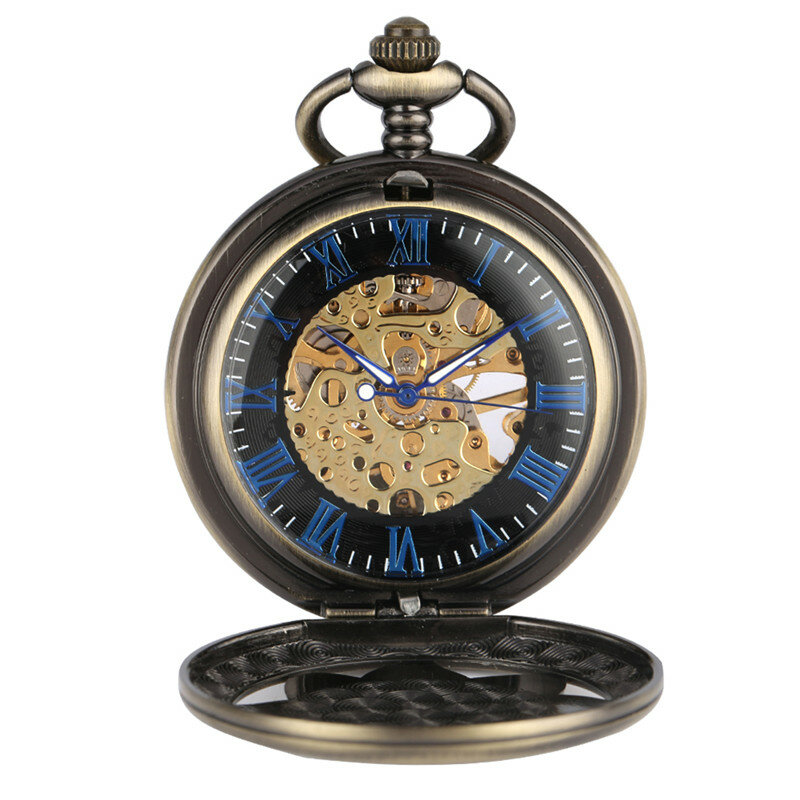 Exquisite hohle Lotusblumen Männer Frauen mechanische Hand Wind Taschenuhr Vintage Skelett Uhr beste Geschenk Reloj