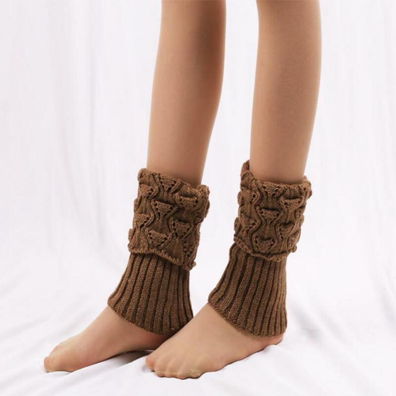 Calentadores de piernas de ganchillo para mujer, calcetines elegantes de punto, Color sólido, decoración para invierno, 1 par
