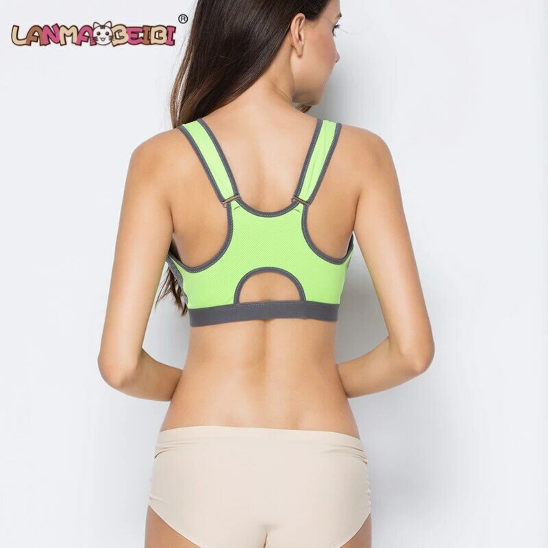 Sports Bra Women Fitness Yoga Bras Workout High Impact Zip Front Closure Racerback Full Support Wirefree