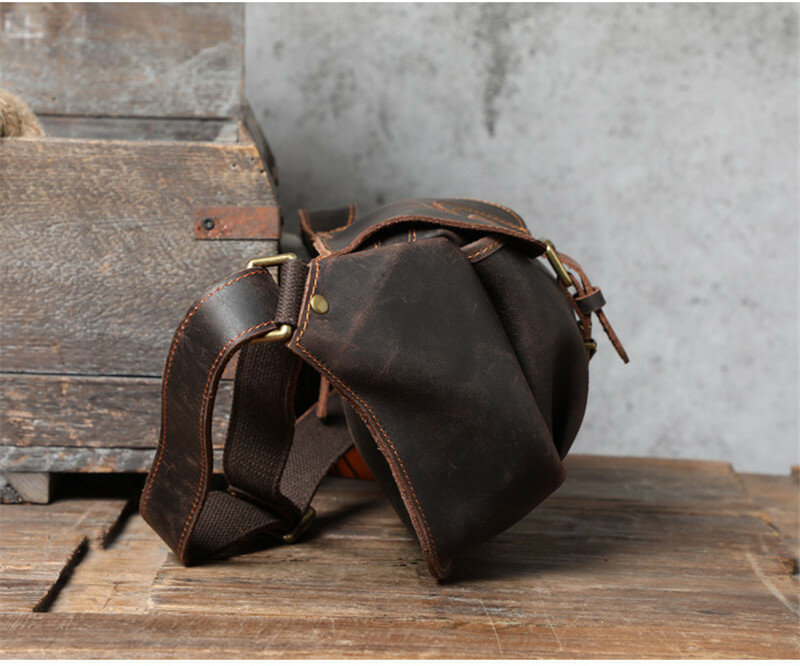 PNDME – sac de poitrine vintage en cuir véritable pour hommes, sac multifonctionnel de styliste de mode en cuir de vache fou