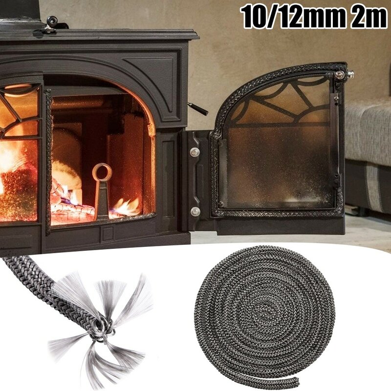 Черный уплотнительный шнур 6/8/10 мм, шнур для двери плиты, камина, шнур 2 м, стекловолокно, высокотемпературная герметичная сменная веревка для горелки