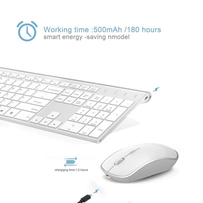 Wireless Keyboard and Mouse Combination, 2.4 Gigahertz Stable Connection Rechargeable Battery, UK/France/Korean/Spain/US Layout
