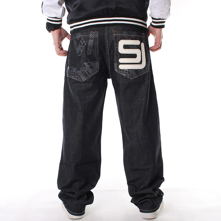Men Hip-hop Loose Fashion Skateboard Pants Plus Size Trousers Hip Hop Jeans Male Trendy Cowboy Mans Streetwear