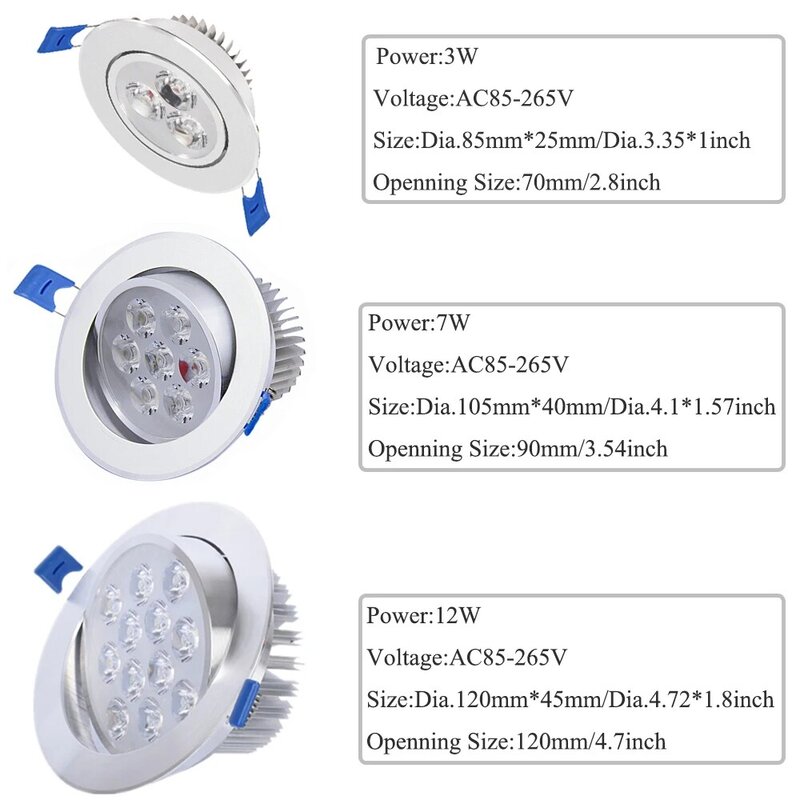 Dimmable Recessed Ceiling Lights Indoor Lighting Illumination Spotlight AC85-265V LED Downlight Bedroom Indoor Ceiling Lamp D30