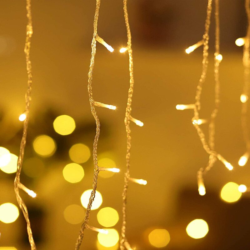 집 크리스마스 장식 장식품 LED 꽃줄 고드름 커튼 라이트 드룹 0.5/0.6/0.7M EU 플러그 새해 2024 크리스마스/결혼식/가정/방/야외 장식 크리스마스 조명 화환 커튼에 거리 화환 커튼