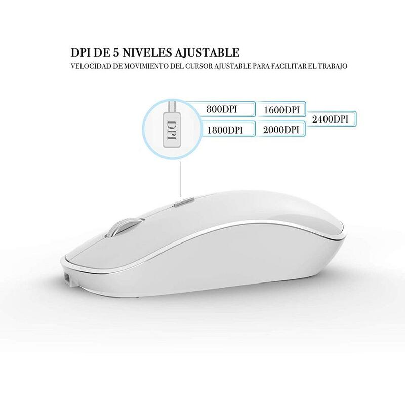 Spain layout/wireless keyboard and mouse combination, 2.4ghz stable connection, portablesilent keyboard and mouse silvery white.