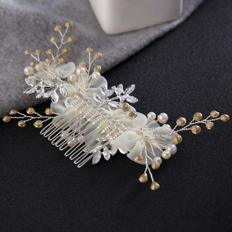 Bridal Side Comb Rhinestone kwiat perłowy syntetyczny kryształ szpilka akcesorium ślubne