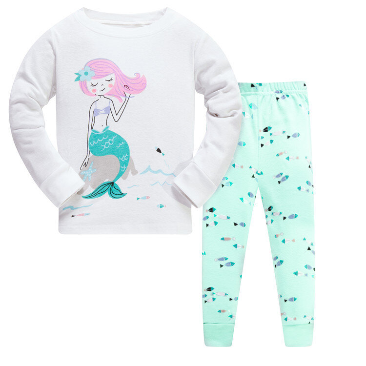 Crianças pijamas conjunto de roupas de bebê crianças dos desenhos animados pijamas outono algodão roupa de noite meninas pijamas animais conjunto