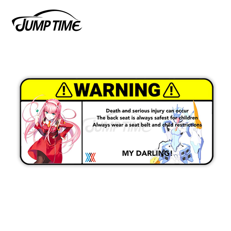 Jump Time 13 x 5.2cm Darling in the FRANXX Warning Anime Car Stickers Decal Vinyl Japan Waterproof Bumper Doors Windows Decor