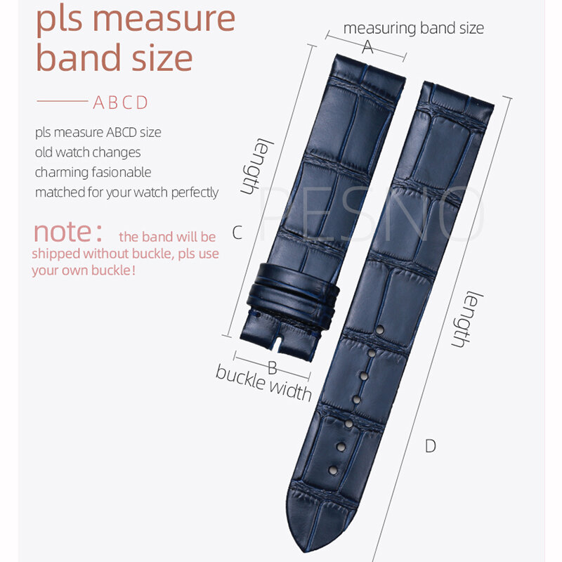 Pesno-Customized Genuine Leather Watch Strap, Bezerro Skin Band, como seu pedido