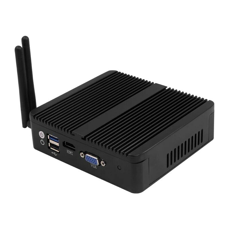 Fanless Mini PC Firewall Router Intel Celeron J1900 J4125 Quad core 4x Gigabit Ethernet mendukung WiFi 4G LTE Pfsense openwht