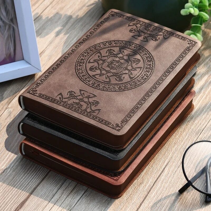 Portable mini notebook small notepad Exquisite printing book Students learn to write and office notebooks Leather A6 notebook