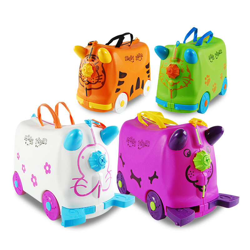 Mode Reise Kinder Gepäck Kinderwagen Multicolor Tier Modellierung Koffer Kinder Hard Case Koffer Weiß Grün Kind Lagerung