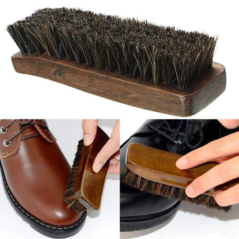 Practical HorseHair Shoes Brush Wooden Handle Shoes Boots Polishing Brush Dust Cleaning Shining Brush Tools Shoe Care