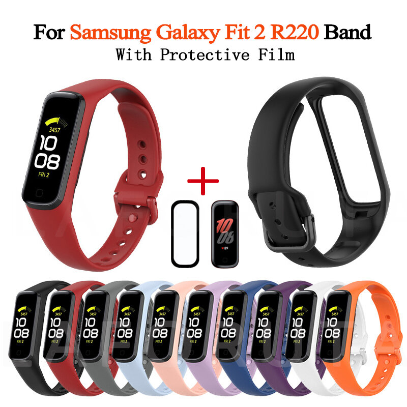 Bracelet de rechange en Silicone avec Film de protection, pour Samsung Galaxy Fit 2 R220