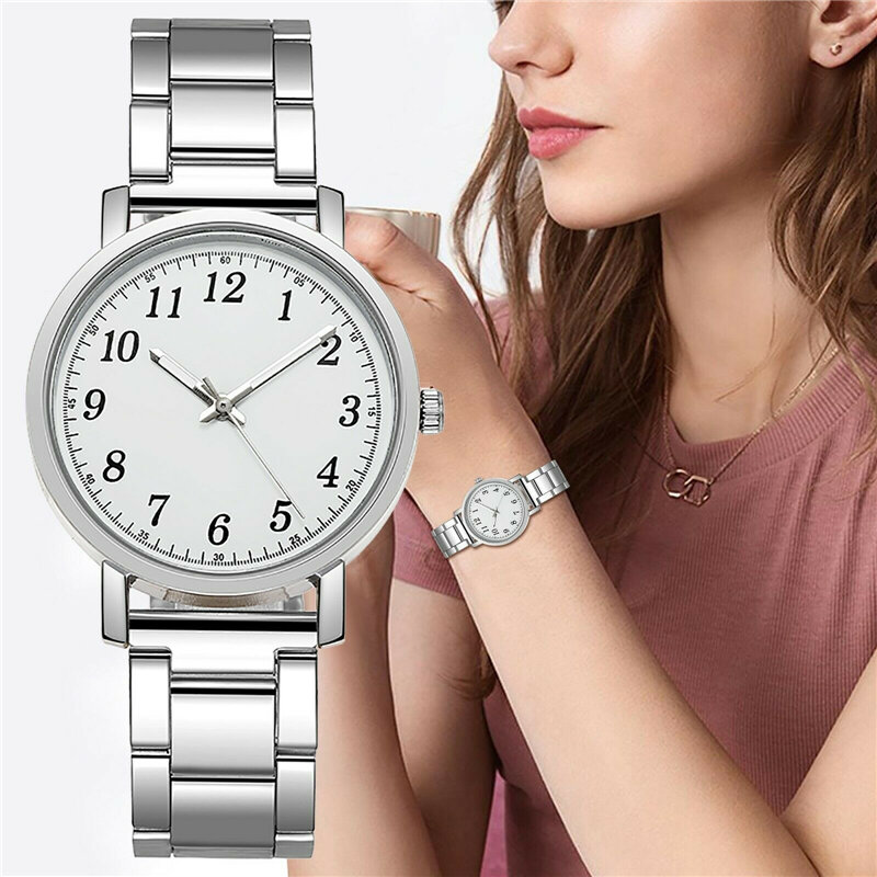 2021 orologi rotondi moda donna coppia semplice orologio da donna al quarzo con cinturino in acciaio inossidabile