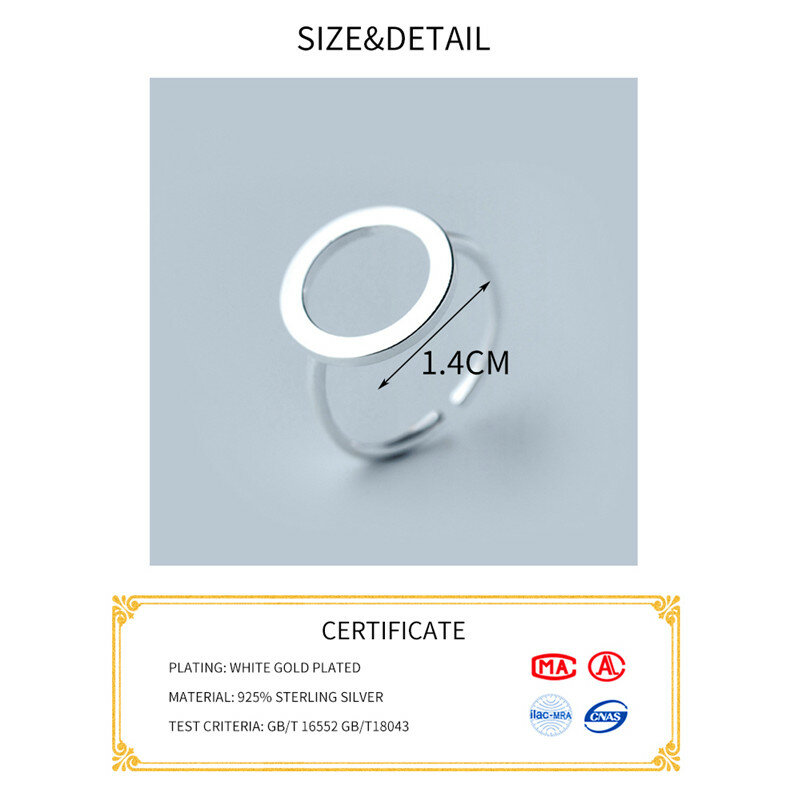 Кольцо женское из серебра 925 пробы, геометрическое, полое, круглое, регулируемое, минималистичное, аксессуары в стиле панк