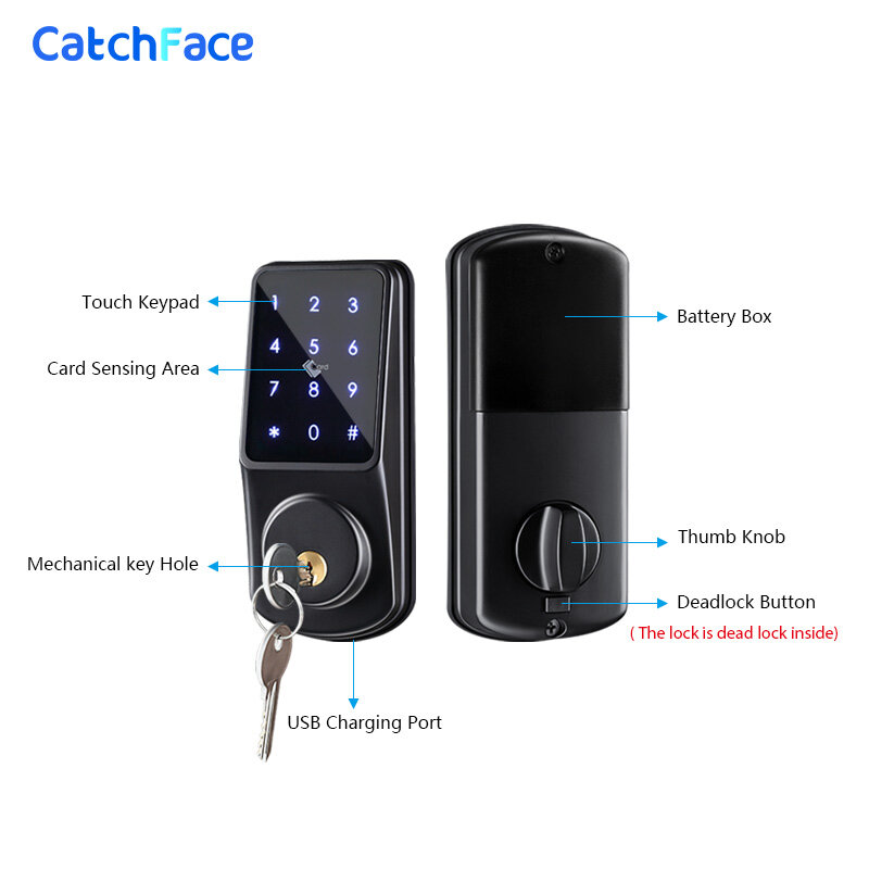 Tuya APP elektroniczny zamek do drzwi WIFI dostęp bezkluczykowy zamek z cyfrową aplikacją karta elektroniczna klucz mechaniczny domowy zamek wpuszczany