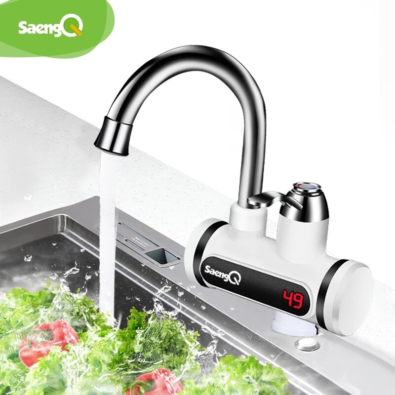 SaengQ-Aquecedor Elétrico De Água Sem Tanque, Aquecedor De Água Quente Instantâneo, Aquecimento De Cozinha, Exibição De Temperatura
