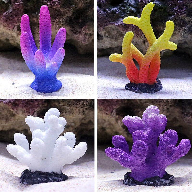Resina Artificial Coral Ornamentos, Paisagem Colorida, Planta Subaquática Do Aquário, Decoração Do Tanque De Peixes, 1Pc