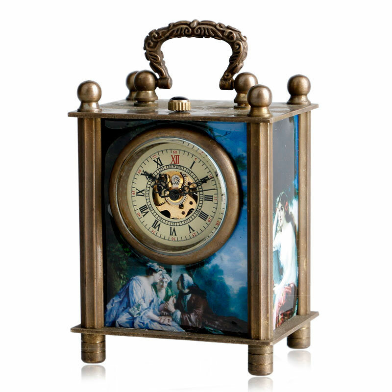 골동품 페인트 유럽 스타일 와인딩 핸드 와인딩 기계식 책상 시계, 레트로 트렌디 유니섹스 선물 장식