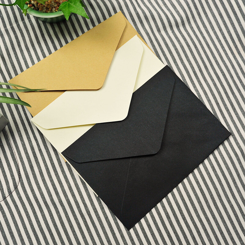 Enveloppes d'affaires en papier kraft vintage, noir et blanc, cadeau d'invitation de mariage d'affaires, 10 pièces