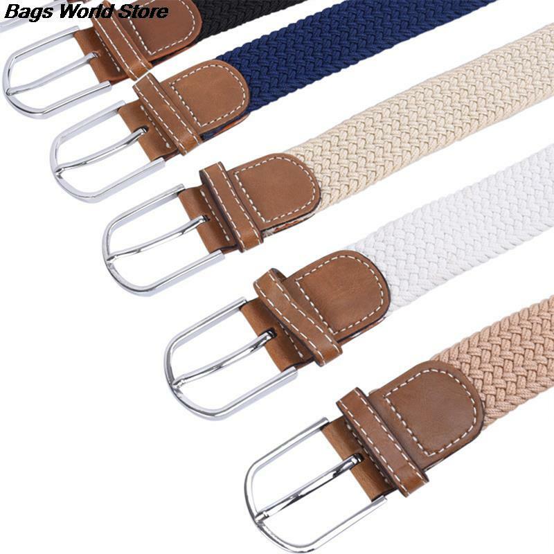 1pc Fashion Style Men's Fashion Stretch Braided Elastic Woven Canvas Buckle Belt Waistband Waist Straps Men Weaving Belt