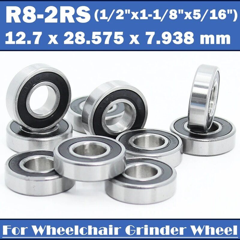 Rodamiento R8RS de 12,7x28.575x7.938mm (10 piezas), rodamientos de bolas en miniatura R8 2RS