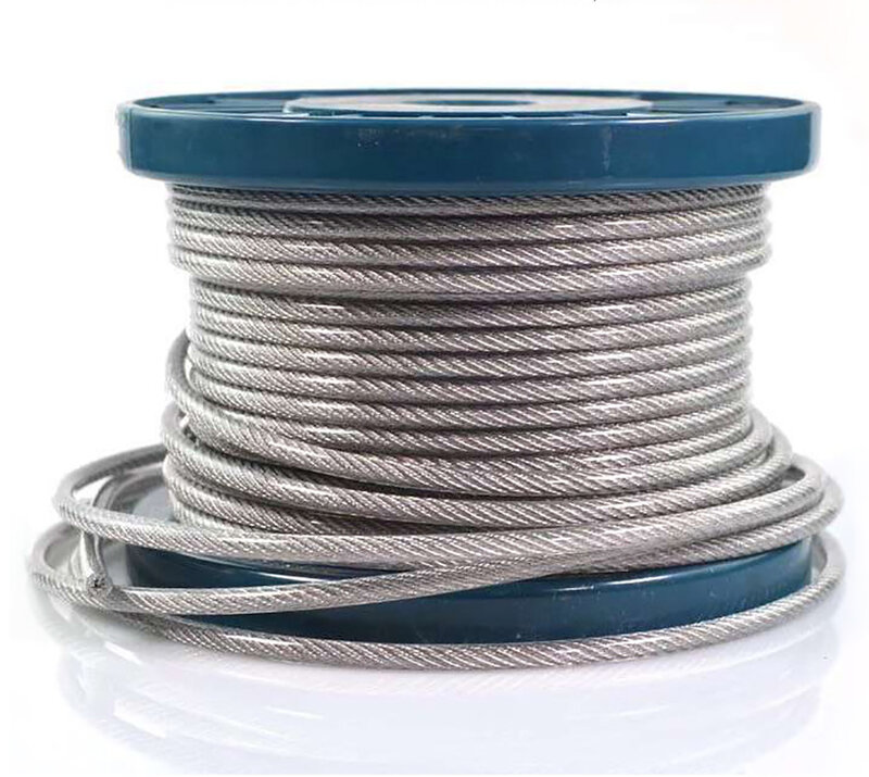 10 metri di corda metallica rivestita in PVC 1*7/ 7*7 cavo flessibile Clothesline 0.6mm 304 cavo morbido in acciaio inossidabile fune metallica trasparente