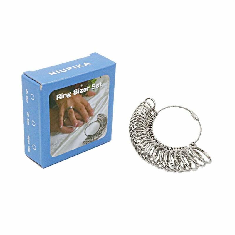 Herramienta de anillo de medición de acero inoxidable, calibrador de dedos, tamaño 1-13, medio tamaño 27 piezas, herramienta de joyería