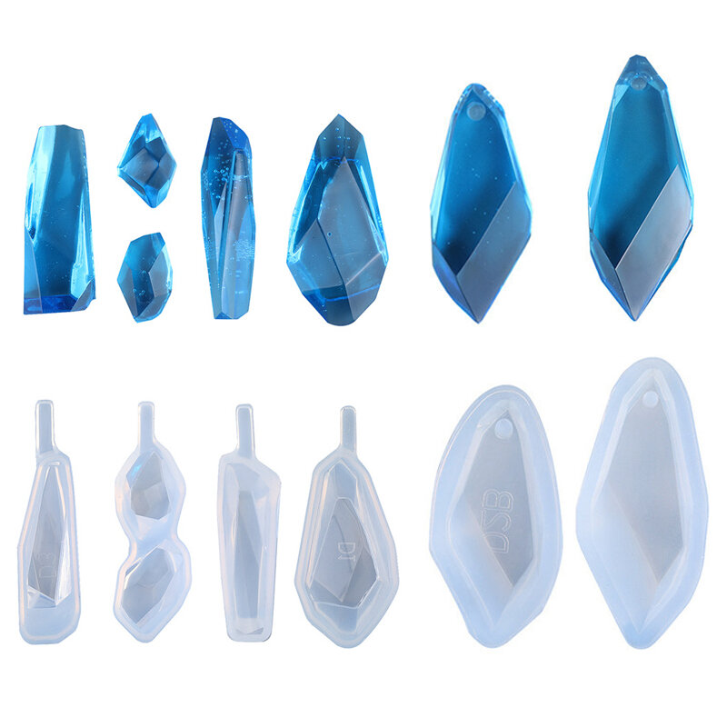 1/6/10pcs diy chaveiro pingente conjunto de molde de silicone cristal resina epóxi molde retângulo redondo pingentes de jóias fazendo o molde de fundição