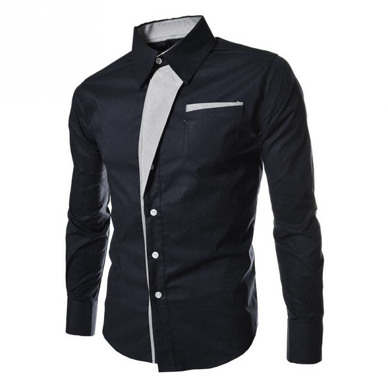 Ausverkauf Solide Slim Fit Langarm Business Smart Casual Männlichen Bluse Kleid Shirt Männer