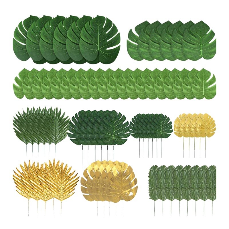 72 шт. искусственные пальмовые тропические листья, листья джунглей, украшения для пляжа, детский душ