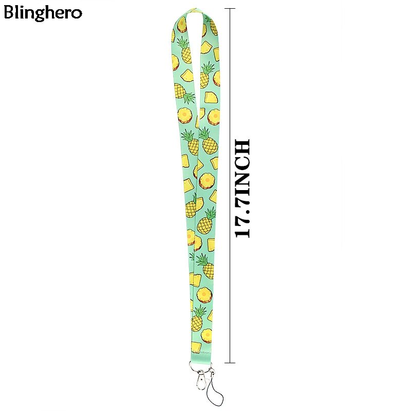 Blinghero-حزام عنق بطبعة الأناناس للمفاتيح ، للهاتف ، لطيف ، حامل شارة الهوية ، طباعة الفاكهة ، إكسسوارات الموضة ، BH0337
