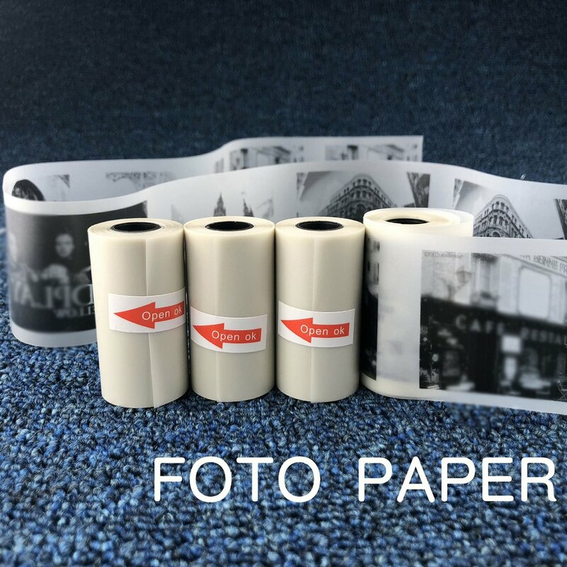 1 рулон термобумаги, бумажная наклейка, бумажная фотобумага, прозрачная бумага для портретной бумаги, фотопринтер