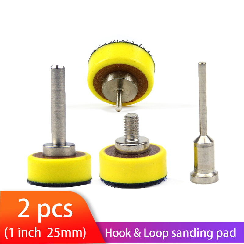 2pcs 1 Inch 25mm Back-up Sanding Pad 2.35mm Shank or M6 Thread 3mm Shank for Hook and Loop Sanding Discs for Dremel Accessories