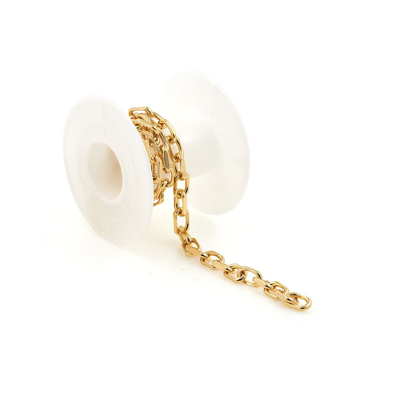 Catena rettangolare, lunga catena in ottone, catena senza nichel placcata in oro, catena per creazione di gioielli
