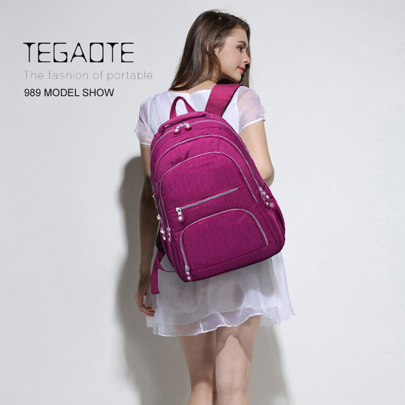 Нейлоновые школьные ранцы TEGAOTE для девочек, 2024 нейлоновые водонепроницаемые дорожные рюкзаки, женский рюкзак для ноутбука