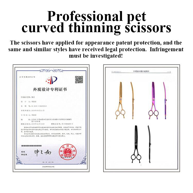 Fenice-Dog Grooming profissional tesoura curvada, tesoura para cães e gatos, high-end, 7,25"
