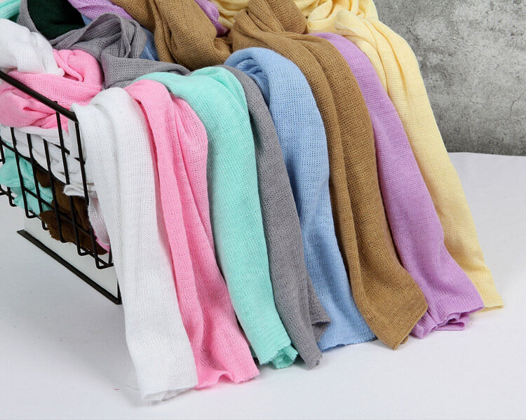 Baby Photo Props Wrapped Cloth pure Color Sweet Baby Blanket  newborn Stretch Knitted Wrapping Cloth Both Boys and Girls