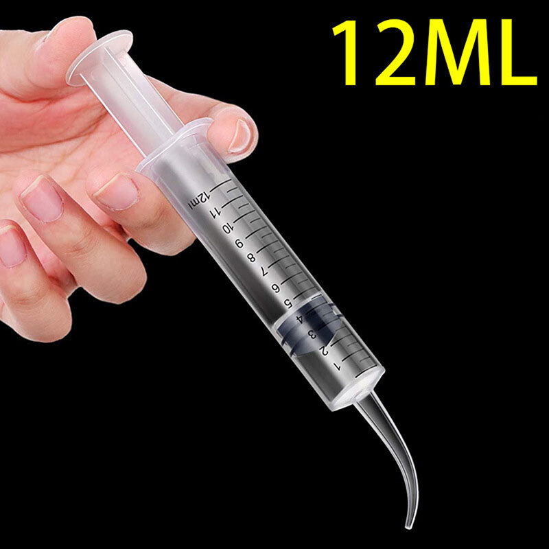 2pcs Clear Disposable Dental Irrigation Syringe With Curved Tip Dental Kit 12ml Teeth Care Tools