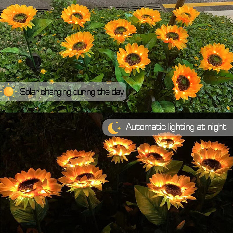 Odkryty słoneczny słonecznik/lilia/ogród różany światła wodoodporny LED zasilany energią słoneczną Yard Pathway dekoracyjny trawnik lampa krajobrazowa