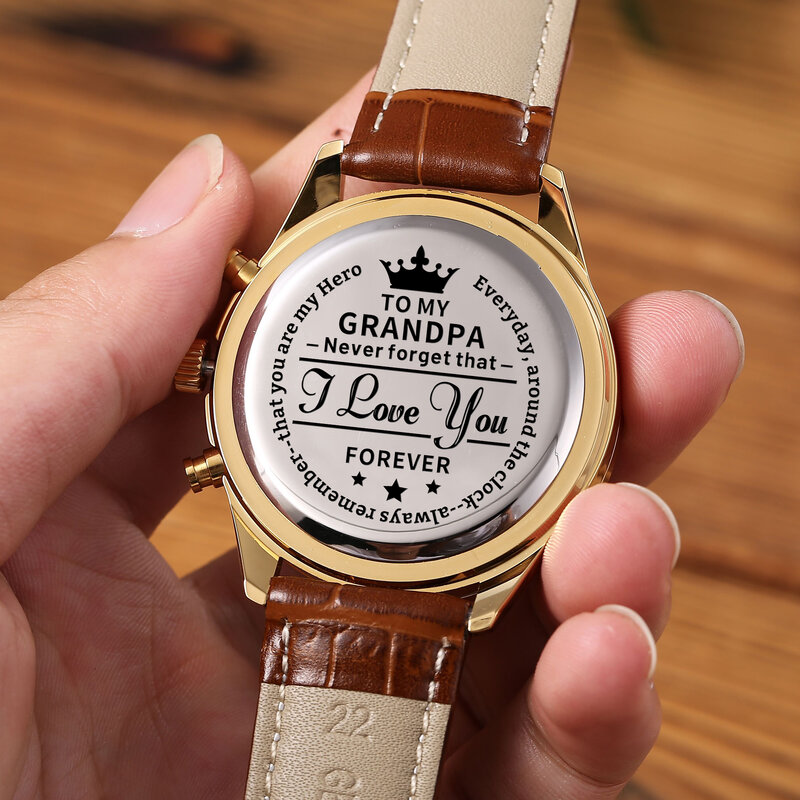 Do mojego dziadka-moda luksusowy zegarek mężczyźni proste skórzane zegary męskie zegarki