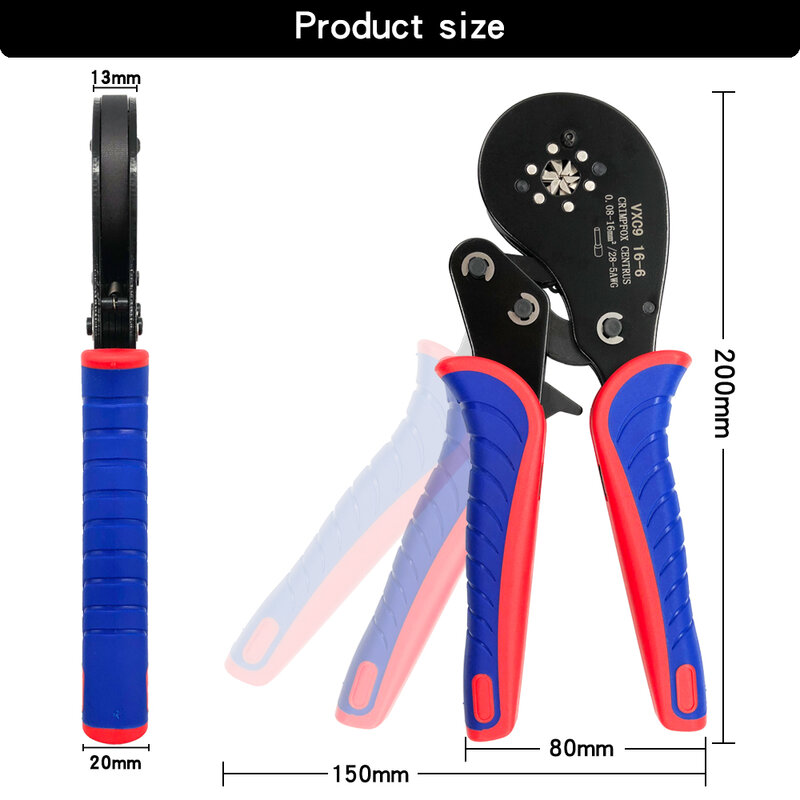 Tubular Terminal Crimping Pliers Hand Tools VXC9 16 - 6  0.08 - 16mm2 30 - 5AWG Mini Electrical Ferrule Crimper Set