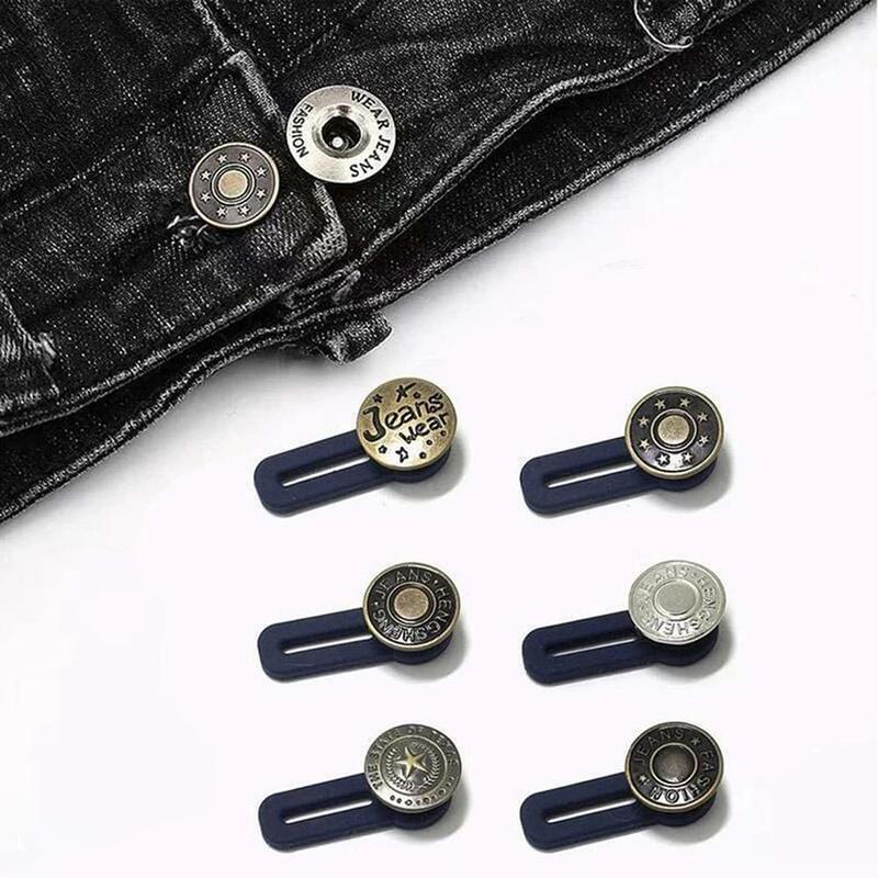 Botones de Metal Vintage para Vaqueros, botón retráctil desmontable ajustable, extensor de cintura, accesorios de costura, 6 unids/set por juego