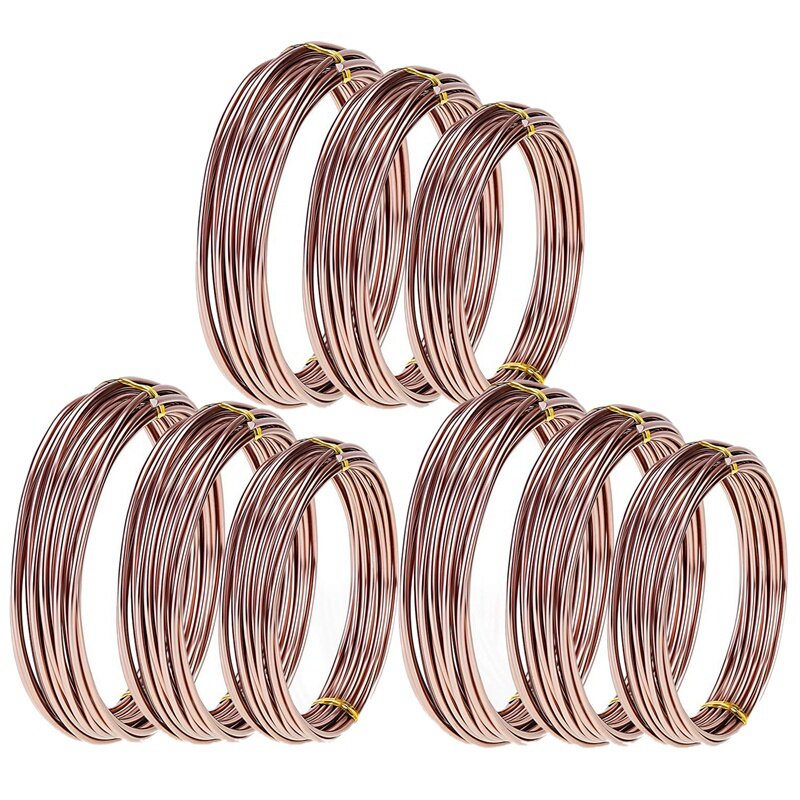 9 рулонов бонсай провода анодированный алюминиевый бонсай тренировочный провод с 3 размерами (1,0 мм, 1,5 мм, 2,0 мм), всего 147 футов (коричневый)