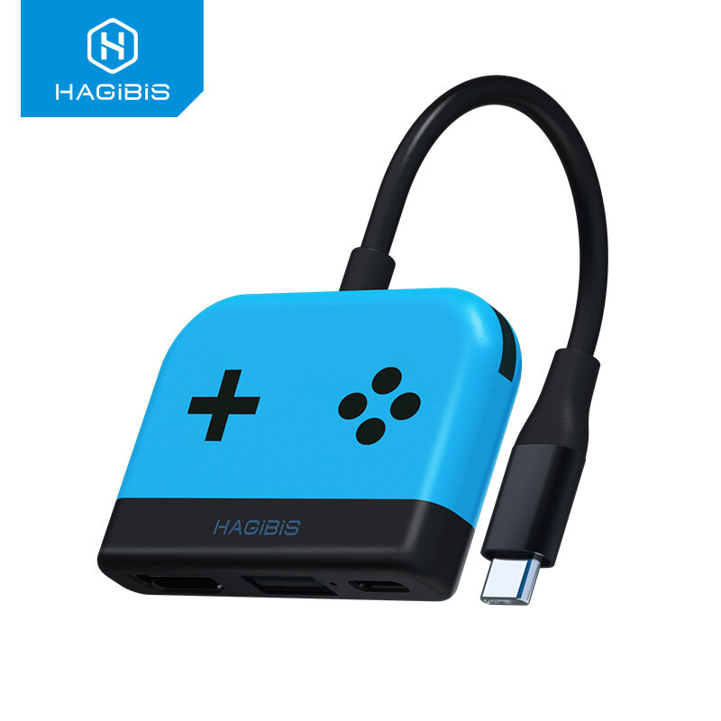 Hagibis USB C Hub untuk Nintendo Switch Portabel TV Dock Pengisian Daya Stasiun Docking 4K HDMI-Kompatibel dengan Adaptor TV USB 3.0