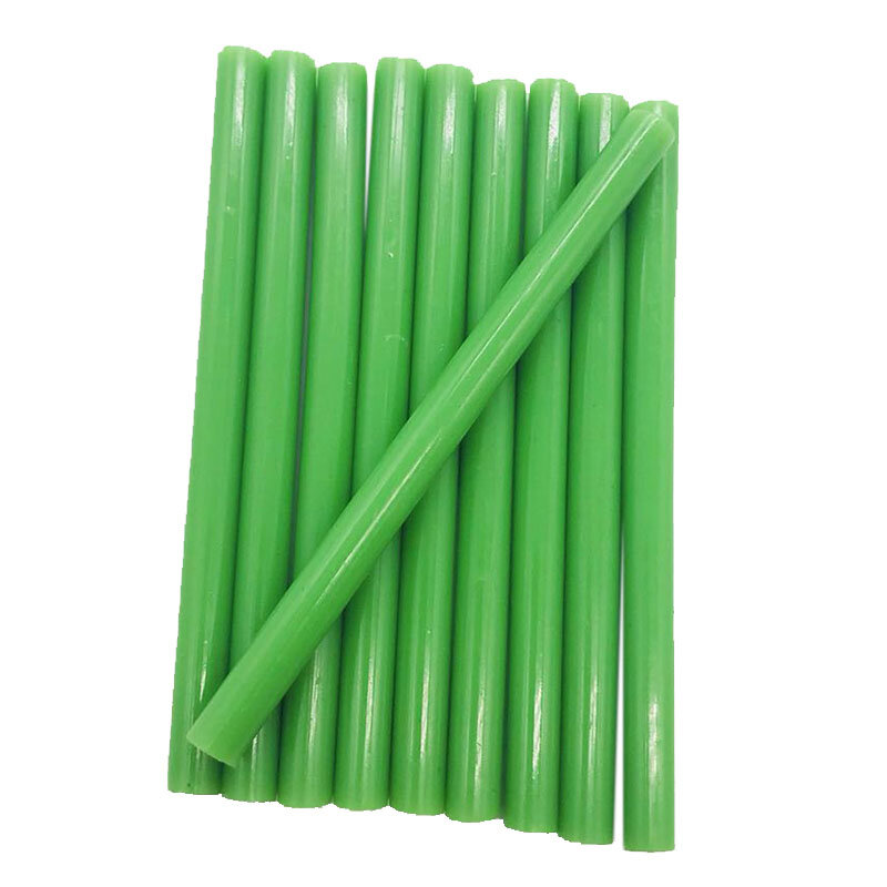 10 قطعة اللون الأخضر 7 مللي متر صمغ يسيح بالحرارة العصي للكهرباء الغراء بندقية سيارة الصوت الحرفية إصلاح العصي لاصق ختم الشمع عصا